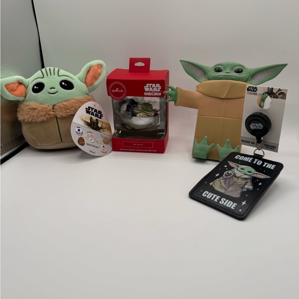 Star Wars Baby Yoda Plush Accessories squish mallows four piece BUNDLE
